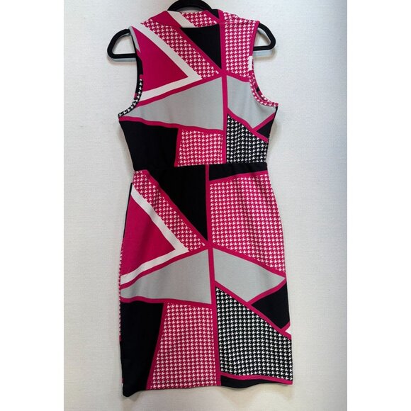 Emery Rose Womens Sheath Dress Size L Pink Black Houndstooth Abstract Sleeveless - Picture 10 of 13